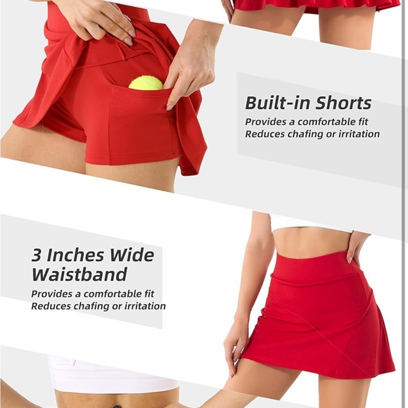 Betaven Red Pleated Women's Skirt NEW - Picture 3 of 3